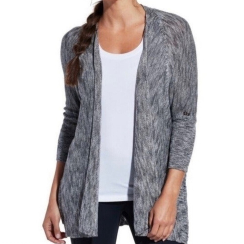 Calia Carrie Underwood Heather Marled Dolman 3/4 Sleeve Open Cardigan Grey Small